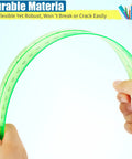 Person bending a green ruler from the 32 Pack 12 Inch Plastic Rulers Set With Transparent Colorful Dual Sided Measuring Tool