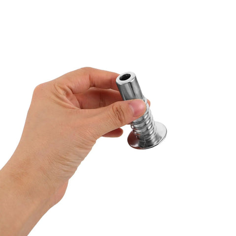 Built Tough Sofa Headrest Adjustment Hinge Screws 4 Pack Folding Lift Mechanism Hardware for Recliner Couch Bed Chair Repair, hand holding zinc alloy screw.