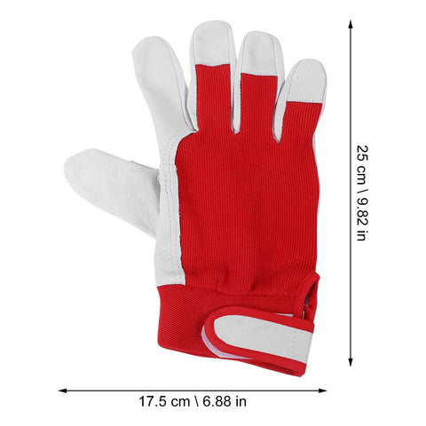 All Purpose Garden Pruning Gloves For Women And Men Breathable Red Work Gloves With Thorn Resistant Leather Durable Gardening Gear For Yard Maintenance And Plant Care, 25 cm size