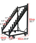 Hella Heavy Duty 12 Tier Metal Tile Display Rack With Wheels Floor Standing Steel Frame For Building Material Samples, dimensions 35x60x83cm.