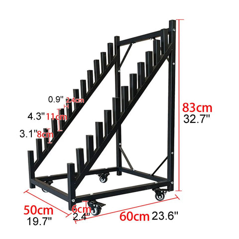 Hella Heavy Duty 12 Tier Metal Tile Display Rack With Wheels Floor Standing Steel Frame For Building Material Samples, dimensions 35x60x83cm.