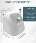 Compact At Home Pro Grade Hydro Facial System with Hydrogen Oxygen Therapy and size details.