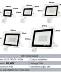 JUDYSSY Motion Sensor Led Floodlight 10-100W, 800-8000Lm Led Security Light IP, various sizes and specifications displayed