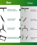 Comparison chart between our manual lawn aerator with eleven iron spikes and other models, highlighting build and design advantages.