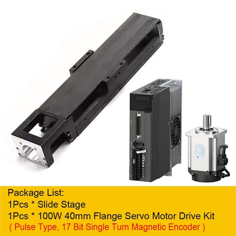 High Precision Single Axis Linear Stage With Beefy Steel Base And Tight 0.01mm Repeatability For Smooth CNC Machining And 3D Printing Includes Plug And Play 100W Servo Drive Kit with motor.