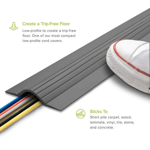 10 Foot Low Profile Cable Blanket Cord Cover And Protector For Floors Gray Ultra Slim Shield To Hide Wires And Prevent Trip Hazards
