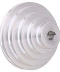 Aluminum 19mm Bore A-Type V-Shaped Pagoda Pulley, 5 Slot 5-Step for V-Belt Systems, view showing multiple slots and bore