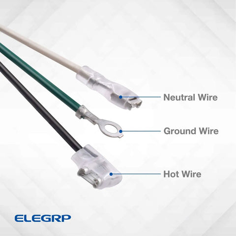 Neutral, ground, and hot wires for LCDI Power Cord Plug for Air Conditioners With Leakage Current Detection, labeled.