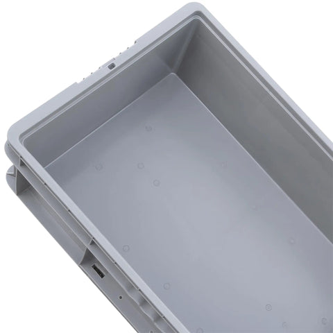 Top view of Heavy Duty Plastic Storage Tote With Straight Wall Design 48 Inch By 15 Inch By 7.5 Inch Light Gray Built To Last Garage Ready