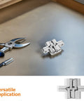Concealed 43mm Zinc Alloy Hinges Set for Jewelry Boxes and Cabinets Four Piece Cross Folding Hidden Hinges With 180 Degree Rotation
