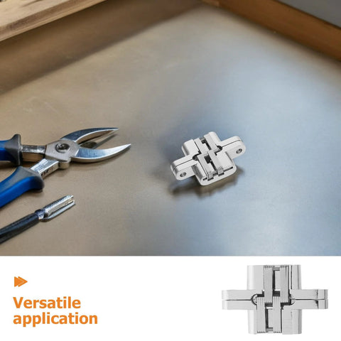 Concealed 43mm Zinc Alloy Hinges Set for Jewelry Boxes and Cabinets Four Piece Cross Folding Hidden Hinges With 180 Degree Rotation