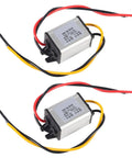 Two Pack DC Buck Converter Step Down Regulator 8 To 22V Input To 3 To 15V Output 5V 12V 3A 11W Beefy Waterproof Aluminum Case