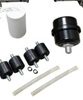 Ultra Quiet Oil Free Air Compressor Motor Replacement 2HP Pump parts including capacitors and rubber isolators for shop and garage.