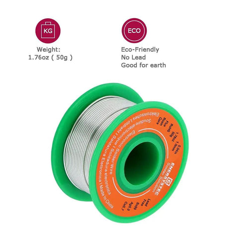 Lead Free Rosin Core Solder Wire For Electronics 1.0mm Diameter 0.04 Inch Sn99 Ag0.3 Cu0.7 RoHS Low Melting Point 50g Pack spool