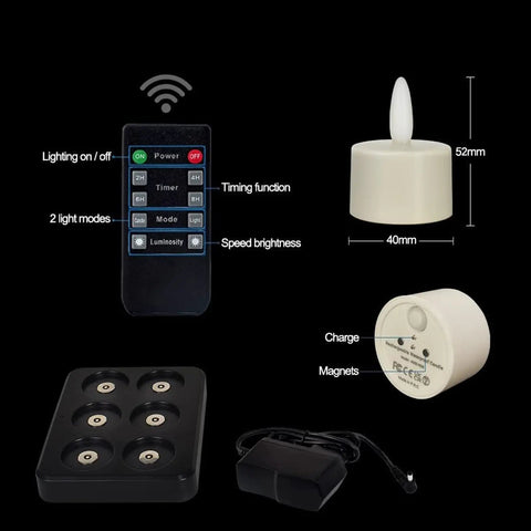 Rechargeable Tea Light Candles With Remote, 100 Hour Flameless LED Candles, Timer, Waterproof, Flickering Warm Yellow, 6 Pack For Weddings, Parties, Dining Table And Cozy Home Decor