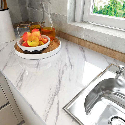 Grey White Marble No Fuss Easy Peel And Stick Contact Paper For Countertops And Backsplash Waterproof And Heat Resistant