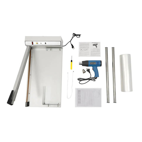 Heavy Duty Handheld Shrink Wrap Sealer Machine With 24 Inch Quick Cut Blade And Top Tier Adjustable Heat Gun tools and accessories layout