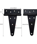 Heavy Duty Gate Hardware Kit With Self Locking Gate Latch 6 Inch T Strap Hinges And 10 Inch Gate Door Handle Pull Shed Door Hardware Set For Wooden Vinyl Fence Gate Farm Or Garden Black Finish Weather Resistant And Rust Proof - 6 inch T-strap hinges shown