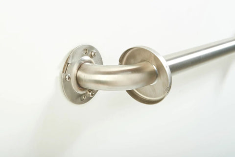 Foolproof No Stud Grab Bar Mounting System Heavy Duty Rust Proof Stainless Steel Bathroom Safety Anchor close-up of end cap and bracket