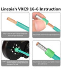 Super Versatile Wire Ferrule Crimping Tool Kit With Ergonomic Pliers And Hexagonal Dies For 0.08-16mm² Cables, Perfect Pro Gear For Electricians showing ferrule crimping steps on wire