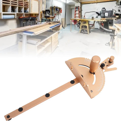 Adjustable Aluminum Miter Gauge Featuring Rock Solid Angle Lock And Smooth As Butter Gliding Track For Table Saw And Router Tasks Built Tough For Dead Nuts Accuracy Daily in workshop setting.