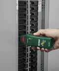 Person using 3-in-1 Electrical Troubleshooting Kit with circuit breaker finder on electrical panel for fast, accurate diagnosis.