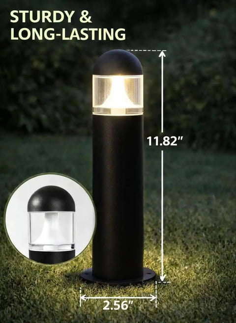 12V LED Landscape Pathway Lights 6 Pack Low Voltage Bollard Style Walkway Driveway Lighting IP67, 11.82in height
