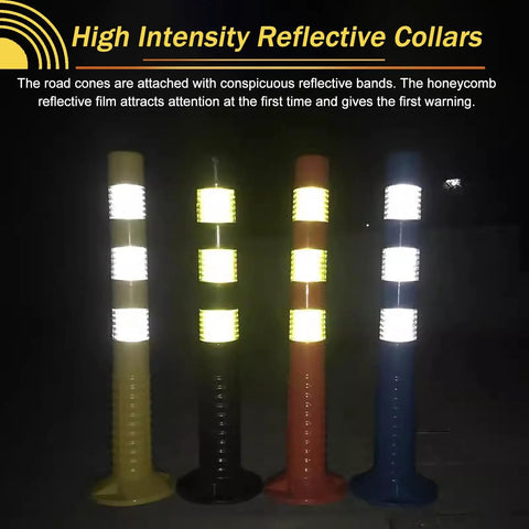 Badass Flexible Parking Barrier Poles And Commercial Traffic Delineator Posts Built Like A Tank With Rugged PU Construction For Street Safety Night Guide Markers