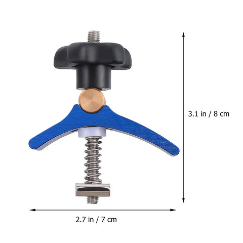 Pro-Grade T-Track Clamp Quick-Act Hold-Down For Woodworking And Carpentry, Adjustable Jig Fixture, 3.1 x 2.7 in, front view