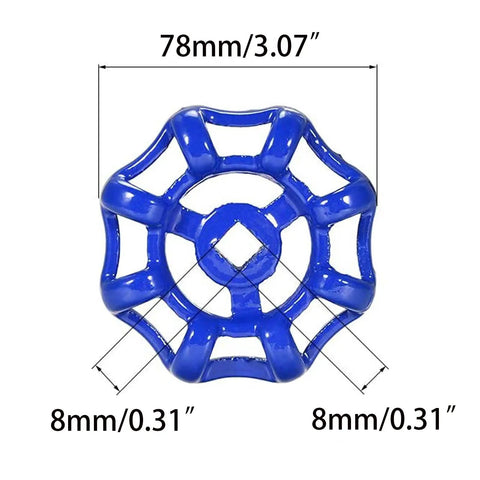 78mm OD Metal Outside Faucet Round Wheel Handle Beefy Blue Powder Coated Replacement Gate Valve Handwheel