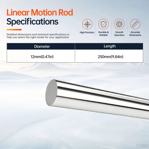Get The Smooth Sailing Motion With These 2Pc 12Mm X 250Mm Linear Rods Made Of Premium C45 Steel For Perfect Guide Rail Sliding And Rock Solid Stability. Specifications for 12mm diameter and 250mm length.