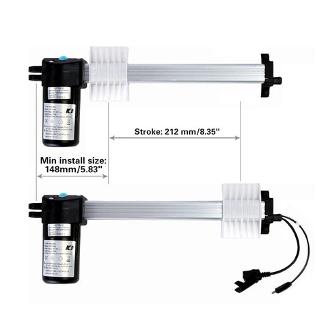 Heavy Hitter Linear Actuator For Power Recliner Lift Chair Motor Replacement, 212mm stroke, DC drive with plug.