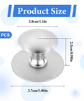 Four Pack Stick On Self Adhesive Cabinet Knobs Silver Stainless Steel Drawer Pulls with size details for glass cabinets.