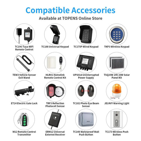 Compatible accessories for Beefy Heavy Duty Single Swing Gate Opener For Gates Up To 18 Feet Electric Driveway Gate Operator