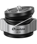 Slick Mini Leveling Half Ball Base With Buttery Smooth Ten Degree Tilt Adjustment Solid Cnc Aluminum Frame For Camera Gear Quarter Inch Mount Compatible With Standard Tripod Threads top view showing precision build.