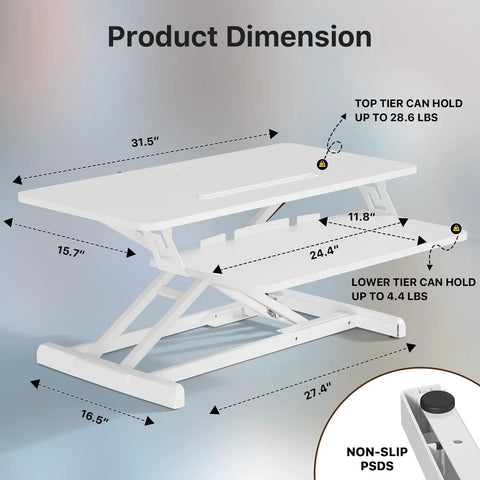 32 Inch Standing Desk Converter Sit Stand Riser With Keyboard Tray For Home Office Desktop Computer And Laptop White