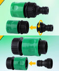 Six Sets Garden Hose Quick Connectors, 3/4 Inch Plastic Hose Fittings with snap on male and female adapters.