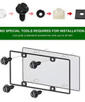 Built Tough Heavy Duty Steel License Plate Screws Rock Solid Security Kit For Cars Suvs And Trucks Self Tapping Fasteners 4 piece installation guide with screws and washers.