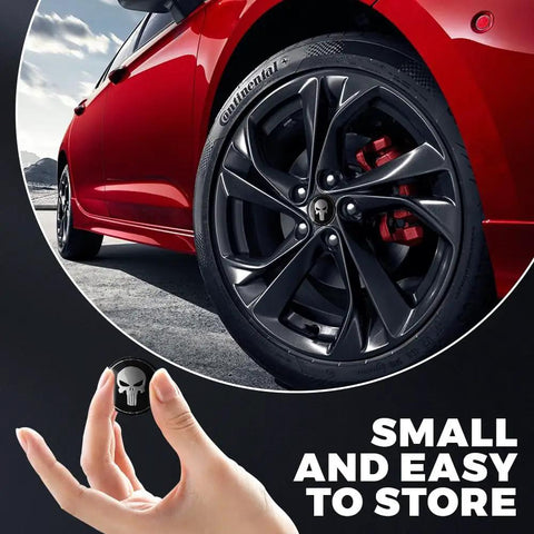 Premium Skull Wheel Center Caps 4 Pack Universal 2.2 Inch Aluminum Hub Covers Waterproof Rim Stickers for Cars Trucks And Heavy Riders Built Tough To Beef Up Your Setup Style