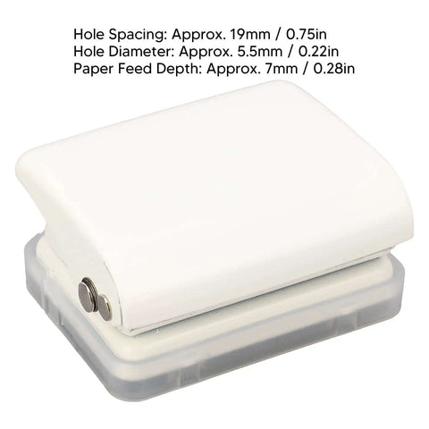 White 3 Hole Punch Handheld Metal Round Punch for Do It Yourself Binders Notebooks and Scrapbooks, with 5 Sheet Capacity