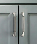 Heavy Duty 10 Pack Six Inch Hole Center Cabinet Pulls Polished Nickel Zinc Alloy Handles on gray cabinet doors