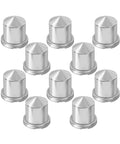 Chrome Plastic Pointed Lug Nut Covers With Flange For 7/8 And 15/16 Inch Lug Nuts Fits 1-9/16 Inch Height Durable Push On Design Pack Of 10 Slick Chrome Finish For Cars Trucks And SUVs