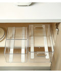 Cabinet with clear plastic storage and Quiet Drawer Slides With Punch Free Track System And Side Mount Rails Easy No Drill Installation