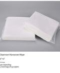 Two packs of cleanroom nonwoven wipes, 9x9 in, white cellulose/polyester blend, 300 wipes per bag