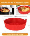 2 Pack 8.5 Inch Air Fryer Silicone Liners Reusable Basket Liners For 5 To 8 Qt Fryers Easy Cleanup Keeps Grease Off Food No Mess Dishwasher Safe Nonstick Pot Red And Pink