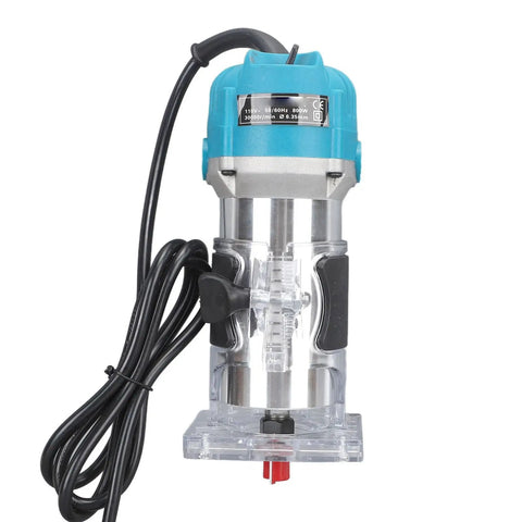 Electric Woodworking Pro Trimmer Router Tool Six Point Five Amp Pro Grade Motor Transparent Protective Cover