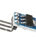 Side view of Ten Pack AMS1117 3.3V DC-DC Step-Down Power Module Buck LDO 800mA Input 4.2V-10V Output 3.3V Blue PCB for DIY projects.
