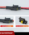 200 Piece 2 Pin Electrical Wire Connectors With Male Female Terminals Rock Solid Auto Wiring Harness Plugs For Truck showing waterproof design.
