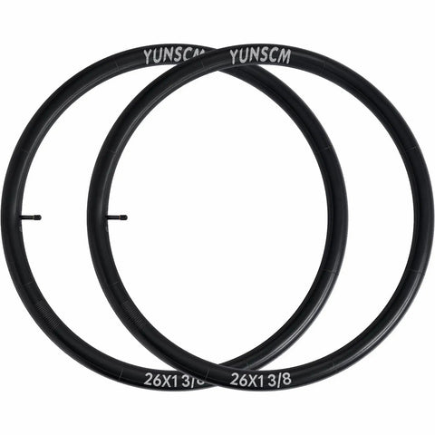 Two Pack Heavy Duty Bike Tire Inner Tubes 26 By 1 3 Eighths Inches AV32mm Schrader Valve 37-590 ETRTO Compatible Replacement Tubes