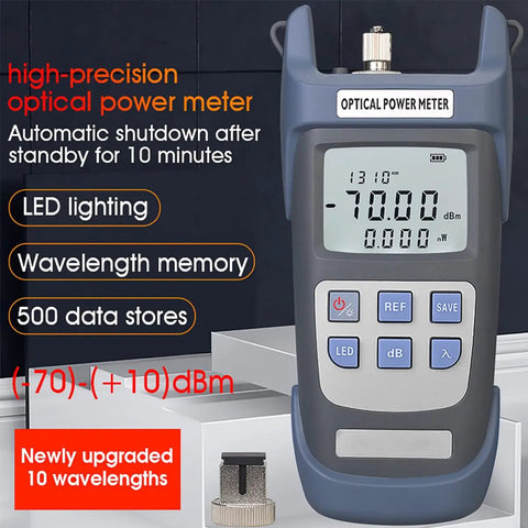 Pro Grade Visual Fault Locator With Optic Fiber Power Meter Kit For CATV FTTH Projects, FC SC ST Interface, wavelengths, test range